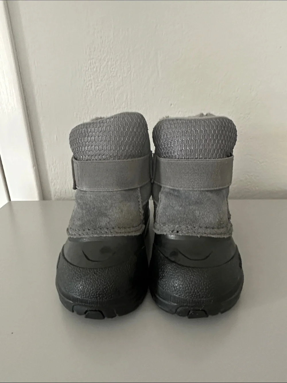 The North Face Kids Gray Waterproof Snow Boots with Hook-and-Loop Strap